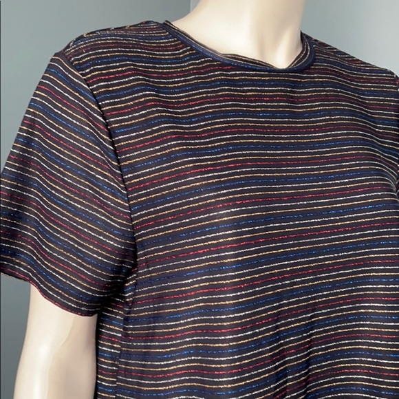 Minkpink Metallic Striped Black Tee Shirt Dress - Picture 2 of 6